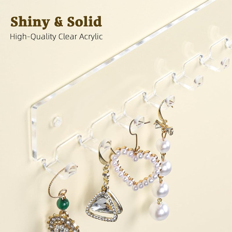 milylove Acrylic Necklace Holder 2 Pack Wall Mounted Necklace Organizer Hanging Jewelry Organizer with 12 Hooks for Necklaces, Bracelets, Rings and Bangles Display - Image 3